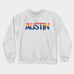 Austin Texas City Skyline Typography Overlay Crewneck Sweatshirt